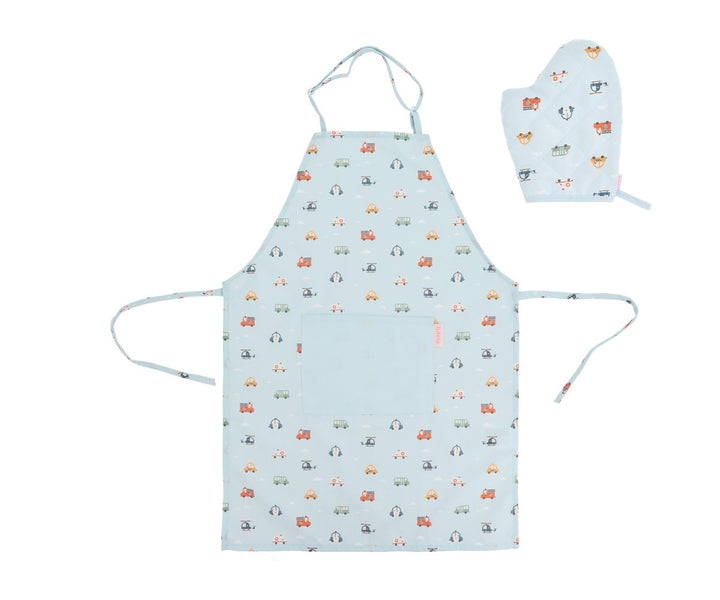 Tutete - Apron and Oven Mitt Set - City Cars