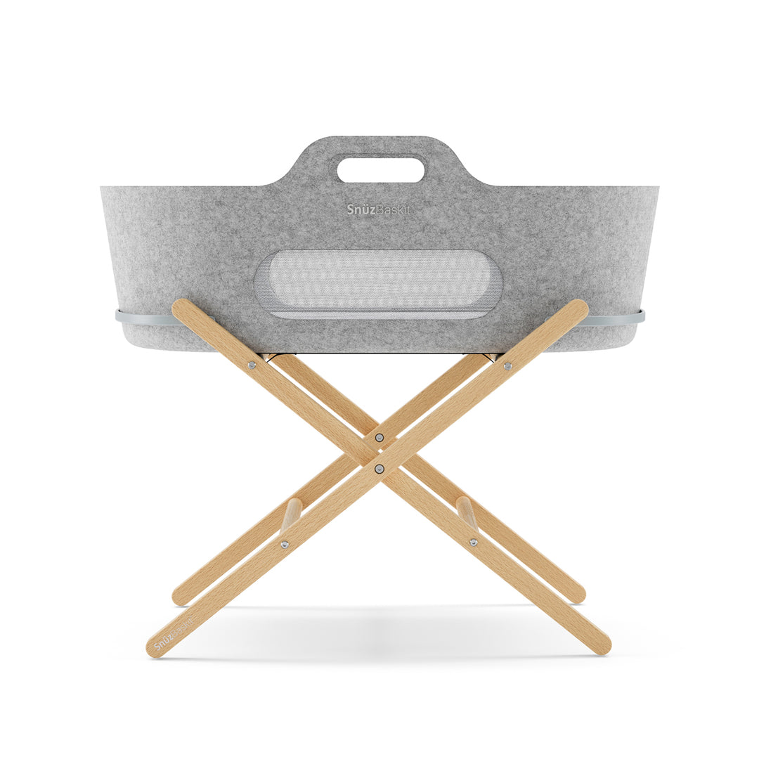 Snuz - Baskit and Stand Set - Light Grey / Natural Beech