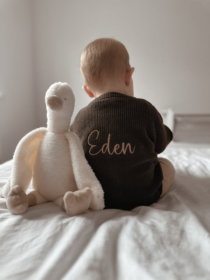 Name It - Personalised Knit Cardigan - Dark Brown