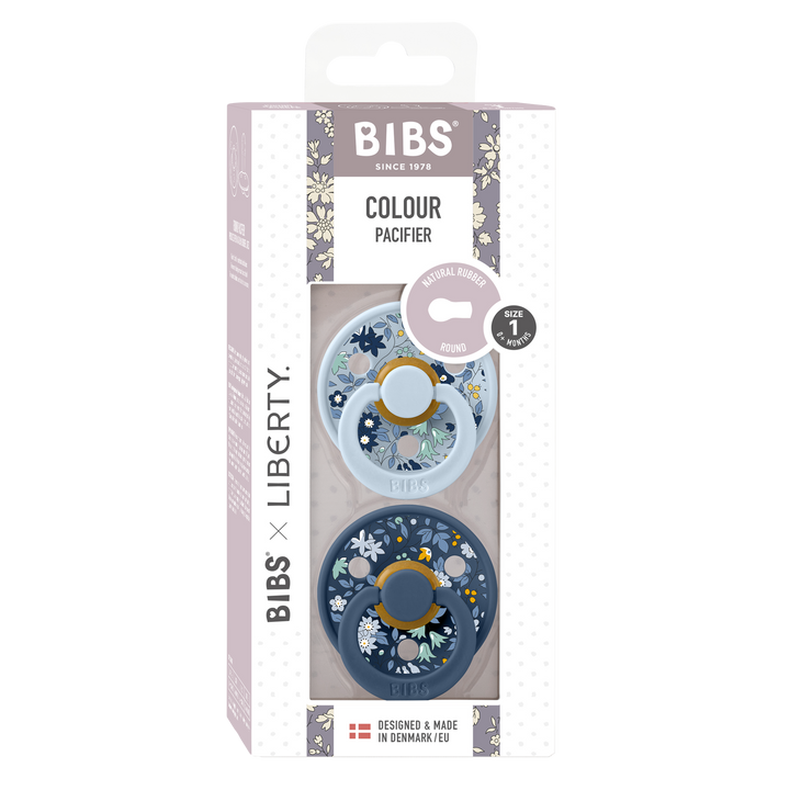 Bibs x Liberty - Colour Pacifier - Round Nipple - Chamomile Lawn Baby Blue / Steel Blue