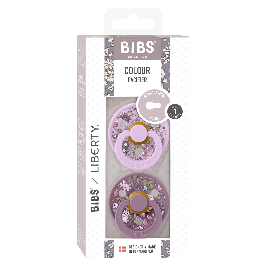Bibs x Liberty - Colour Pacifier - Round Nipple - Chamomile Lawn Violet Sky / Mauve