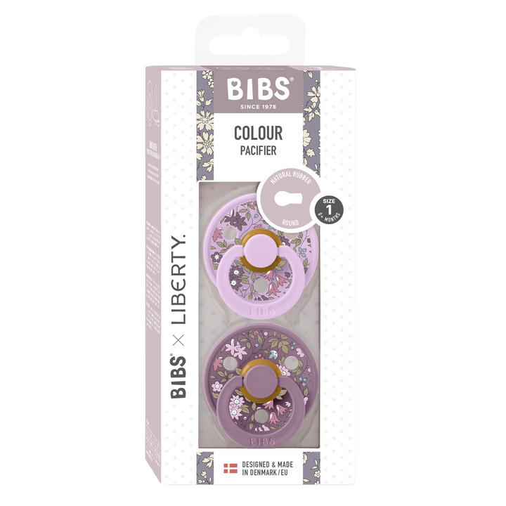 Bibs x Liberty - Colour Pacifier - Round Nipple - Chamomile Lawn Violet Sky / Mauve