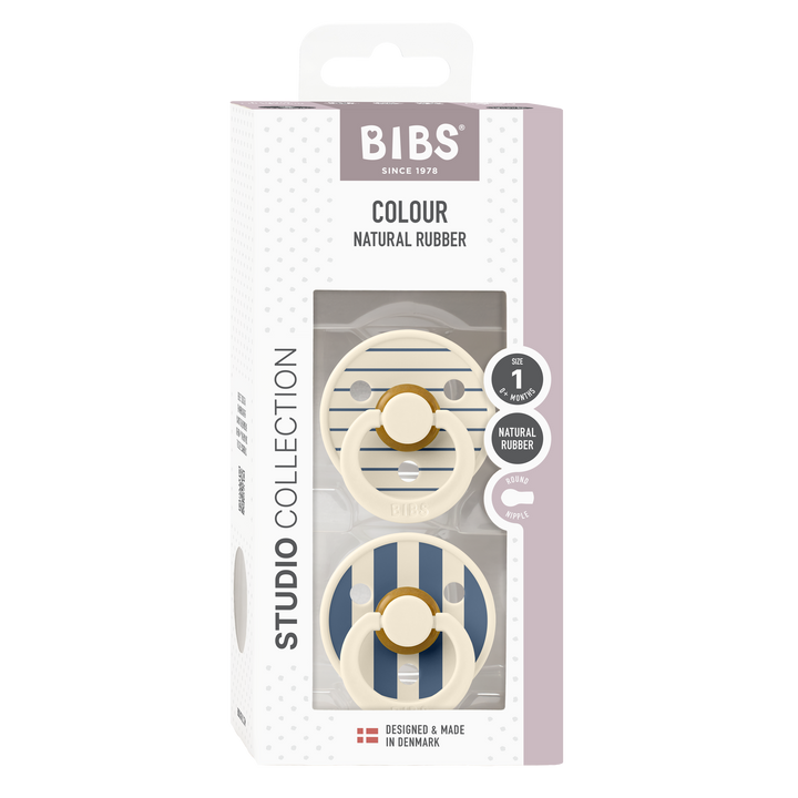 Bibs - Studio Colour Pin Pacifier - Ivory Steel Blue - Mabel & Fox