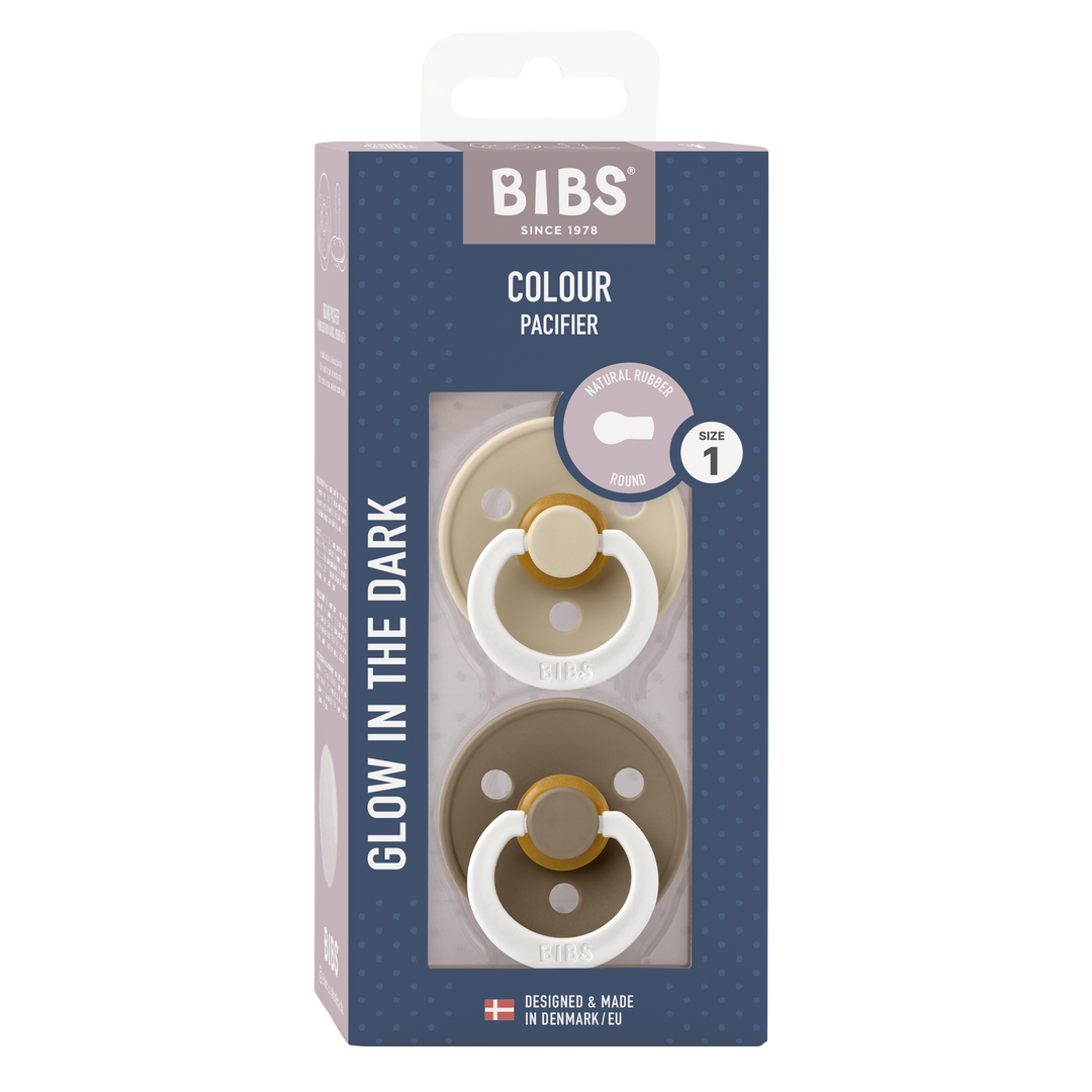 Bibs - Glow Colour Pacifier - Round Nipple - Vanilla / Dark Oak