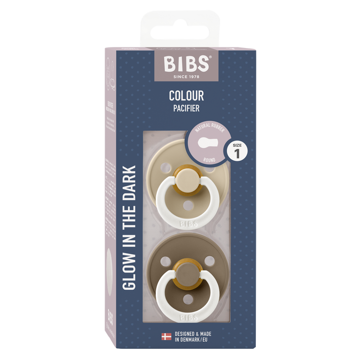 Bibs - Glow Colour Pacifier - Round Nipple - Vanilla / Dark Oak