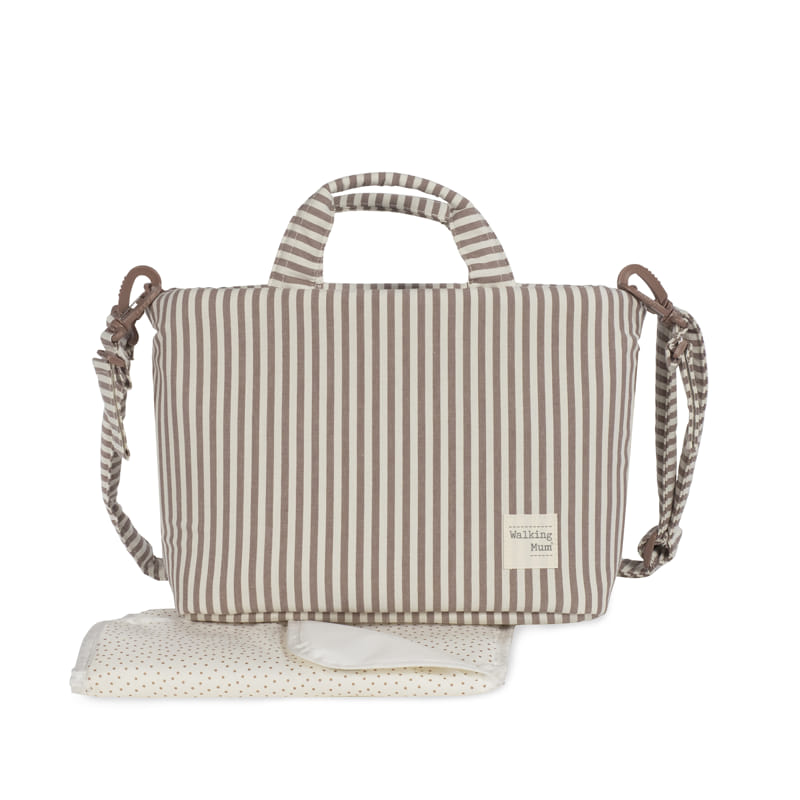 Walking Mum - Changing Bag - Praliné Stripes Moka - Mabel & Fox