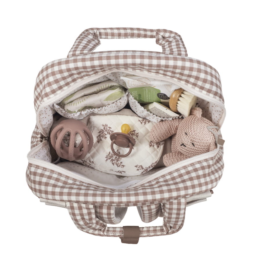 Walking Mum – Rucksack – Praliné Vichy Moka - Mabel & Fox