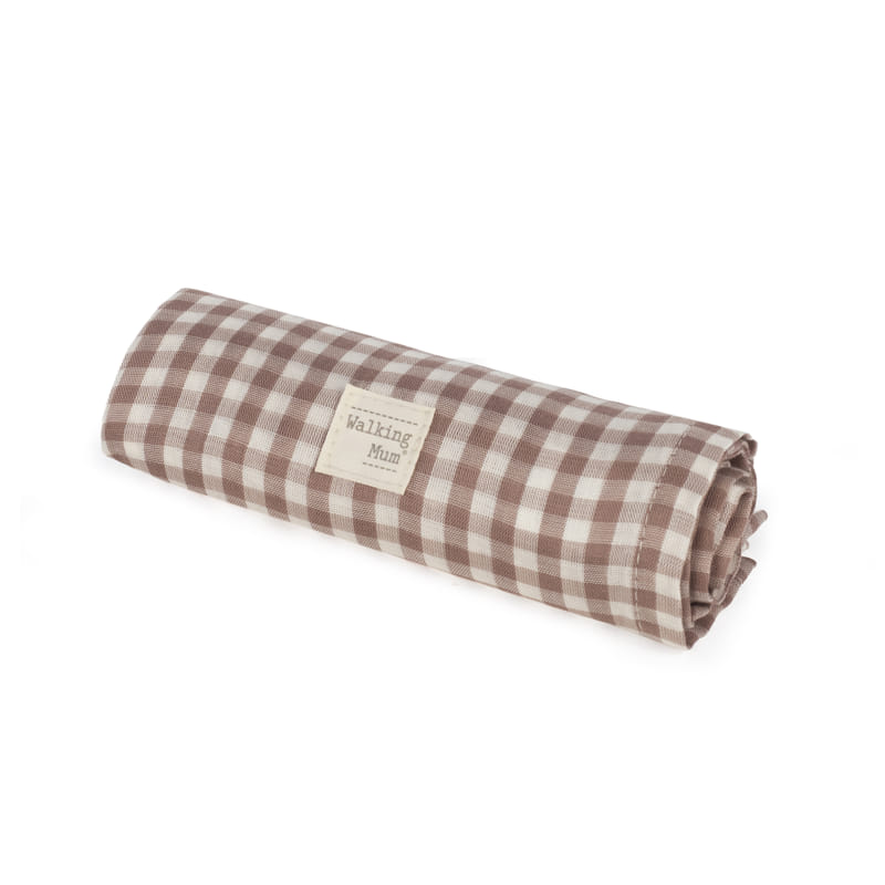 Walking Mum – Muslin Swaddle – Praliné Vichy Moka - Mabel & Fox