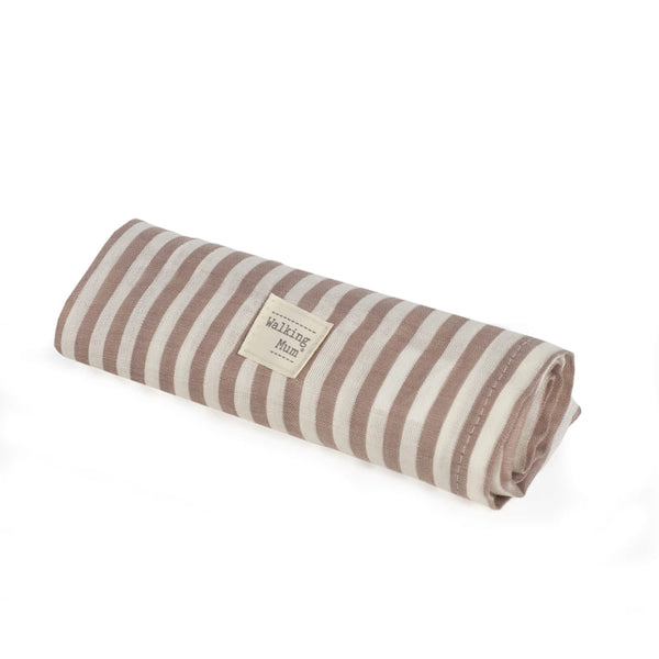Walking Mum – Muslin Swaddle – Praliné Stripes Moka - Mabel & Fox