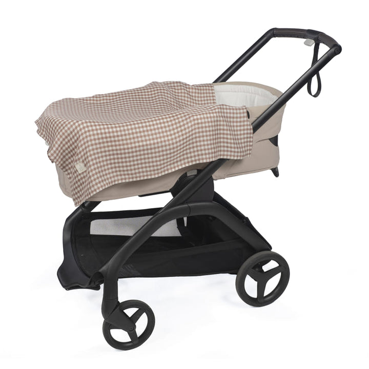 Walking Mum – Muslin Squares – Praliné Vichy Strips Moka (2 Pack) - Mabel & Fox