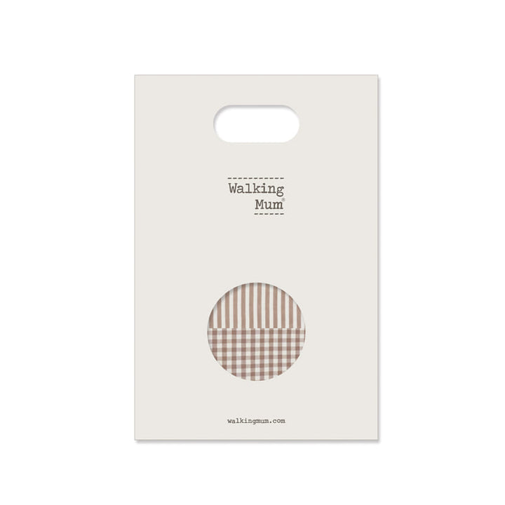 Walking Mum – Muslin Squares – Praliné Vichy Strips Moka (2 Pack) - Mabel & Fox