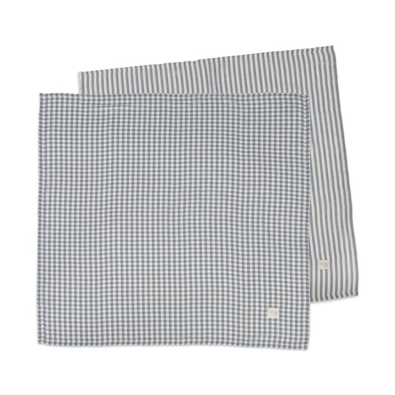 Walking Mum – Muslin Squares – Praliné Vichy Strips Matcha (2 Pack) - Mabel & Fox