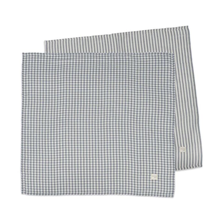 Walking Mum – Muslin Squares – Praliné Vichy Strips Matcha (2 Pack) - Mabel & Fox