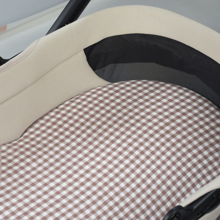 Walking Mum – Fitted Sheet Set – Praliné Vichy & Strips Moka Carrycot Sheets