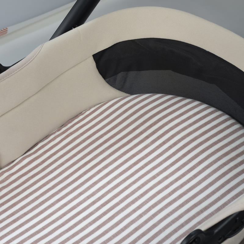 Walking Mum – Fitted Sheet Set – Praliné Vichy & Strips Moka Carrycot Sheets