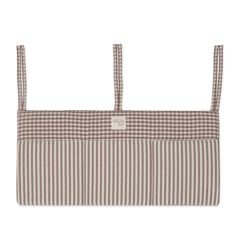 Walking Mum – Cot Organiser – Praliné Vichy & Strips Moka