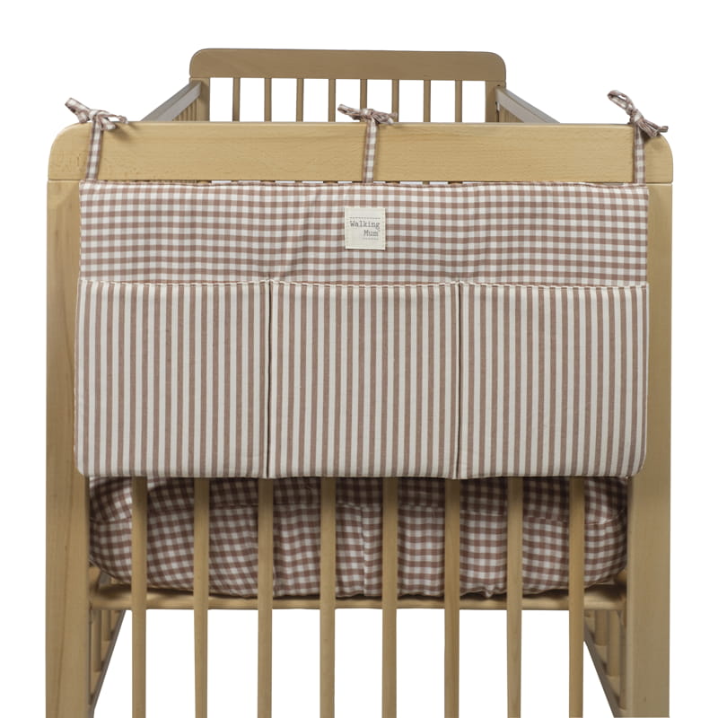 Walking Mum – Cot Organiser – Praliné Vichy & Strips Moka