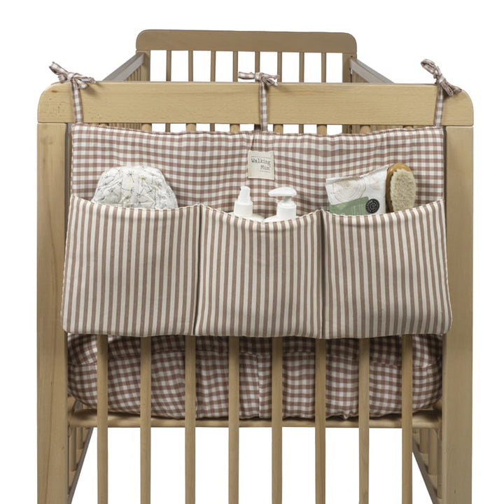 Walking Mum – Cot Organiser – Praliné Vichy & Strips Moka