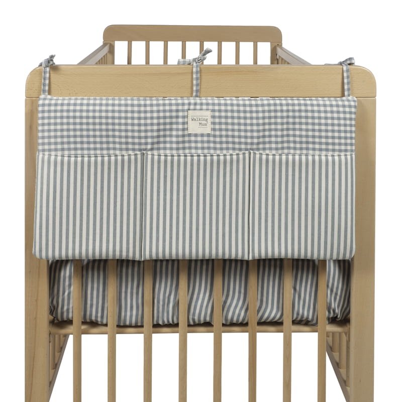 Walking Mum – Cot Organiser – Praliné Vichy & Strips Matcha