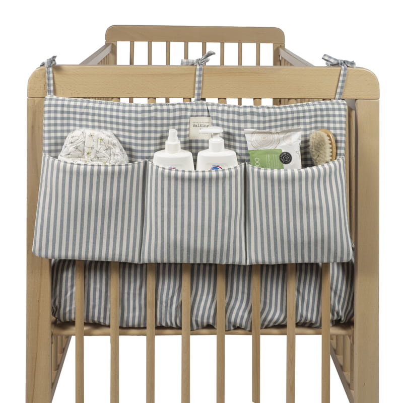 Walking Mum – Cot Organiser – Praliné Vichy & Strips Matcha