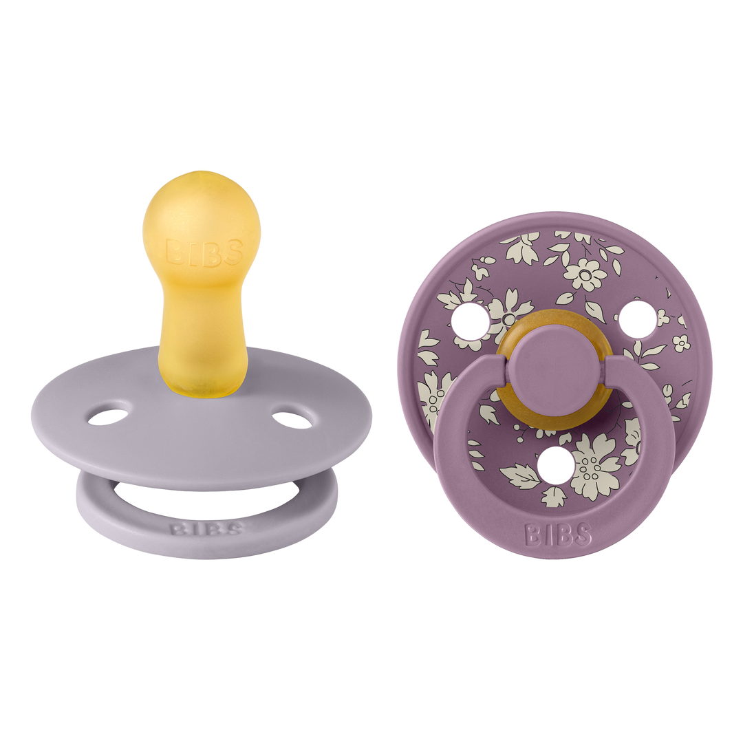 Bibs x Liberty - Colour Pacifier - Round Nipple - Capel Fossil Grey / Mauve - Mabel & Fox