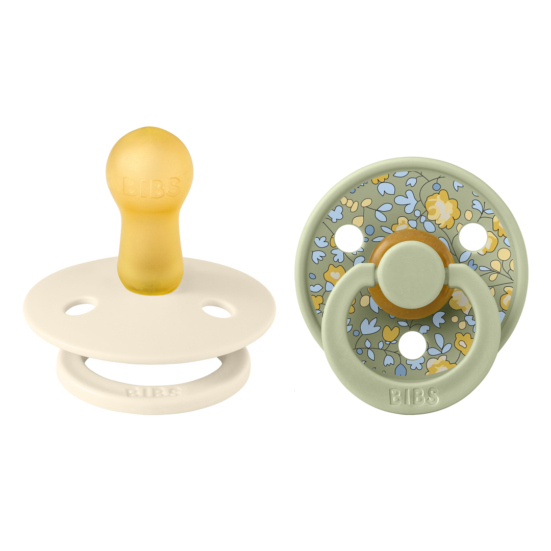 Bibs x Liberty - Colour Pacifier - Round Nipple - Eloise Ivory / Sage - Mabel & Fox