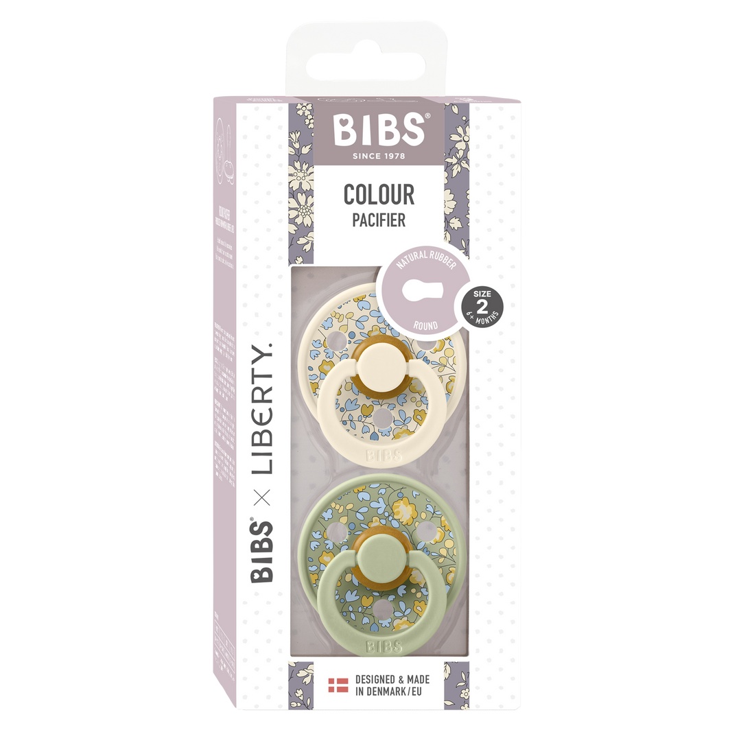 Bibs x Liberty - Colour Pacifier - Round Nipple - Eloise Ivory / Sage