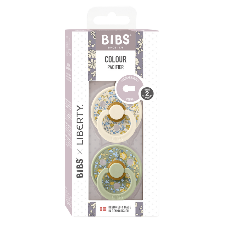 Bibs x Liberty - Colour Pacifier - Round Nipple - Eloise Ivory / Sage