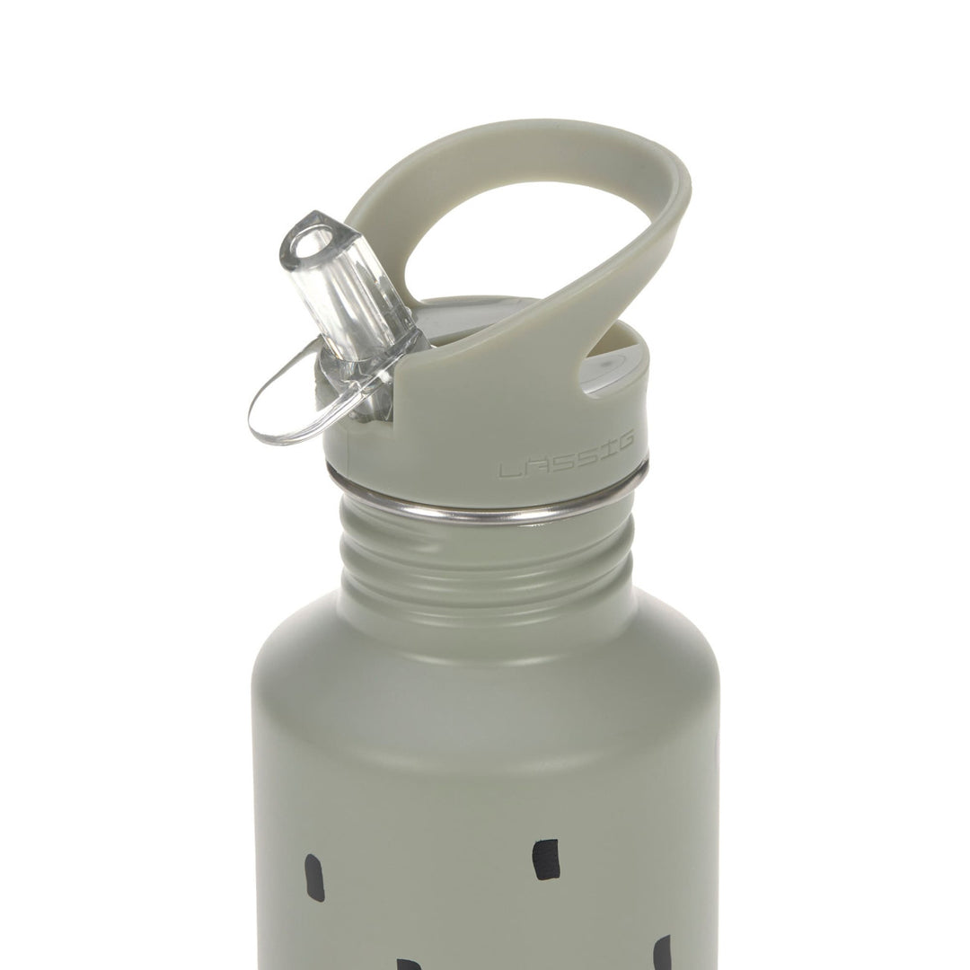 Lassig - Stainless Steel Drink Bottle - Happy Prints - Light Olive