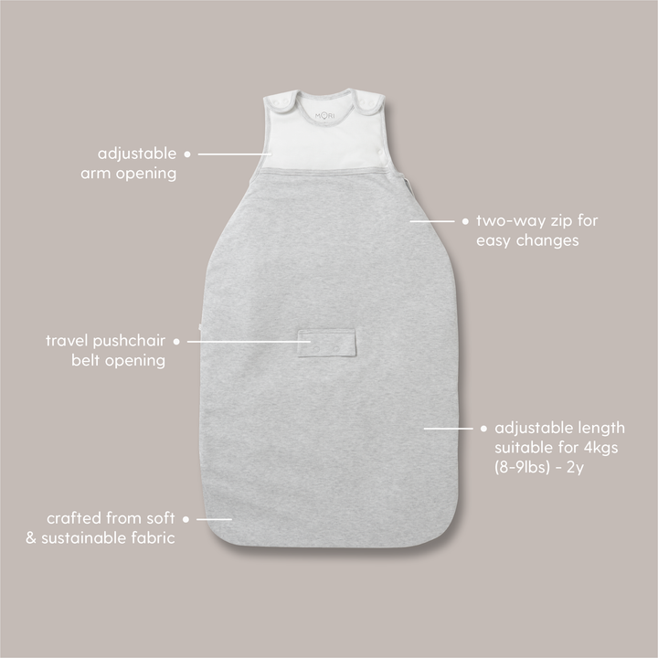 Baby Mori -Clever Sleeping Bag- 2.5 Tog- Grey Stripe