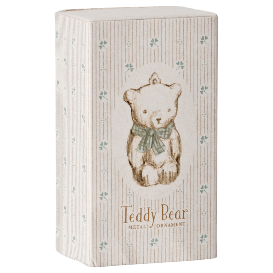Maileg – Metal Christmas Ornament – Teddy Bear Off White/Blue