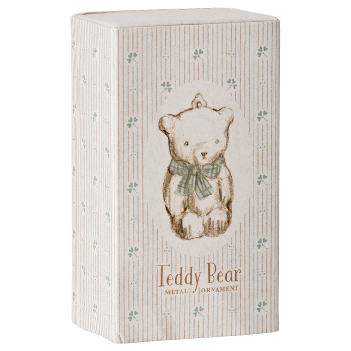 Maileg – Metal Christmas Ornament – Teddy Bear Off White/Blue