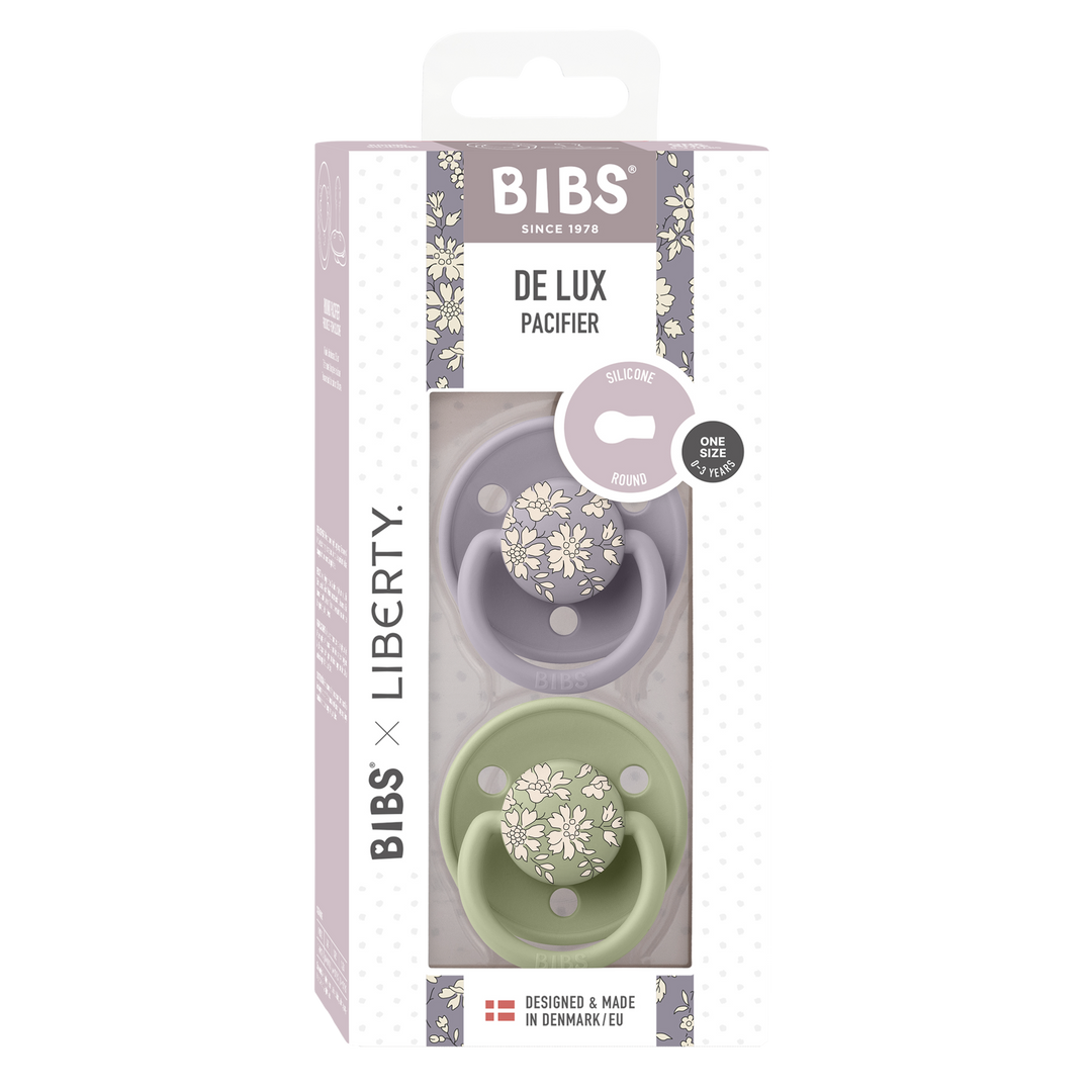 Bibs x Liberty - De lux Pacifier - Round Nipple - Sage / Grey