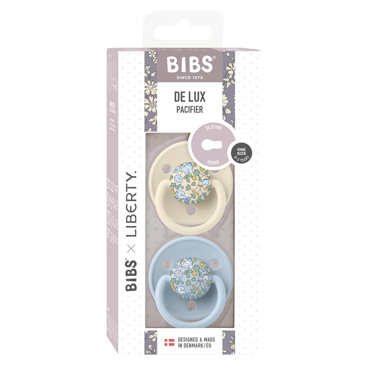 Bibs x Liberty - De lux Pacifier - Round Nipple - Ivory / Baby Blue