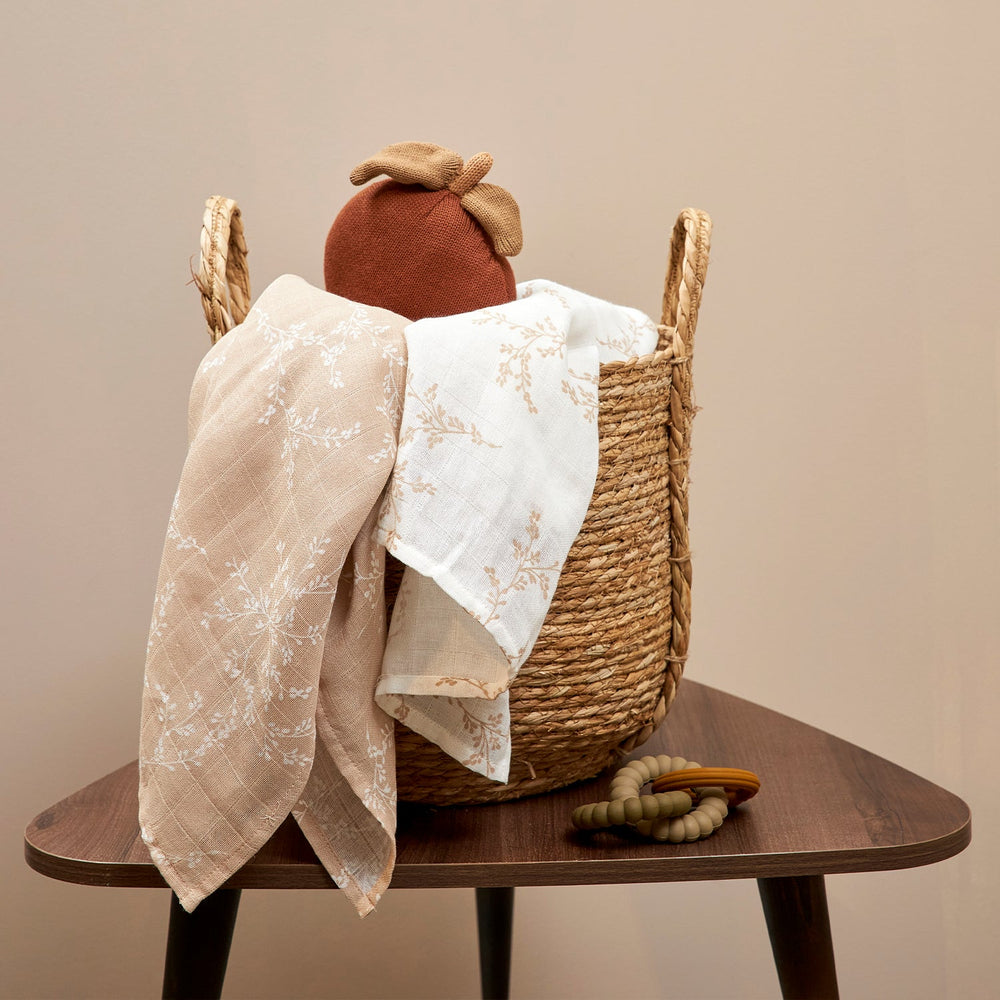 Meyco - Muslin Cloths - Sand Branches (2 Pack) - Mabel & Fox