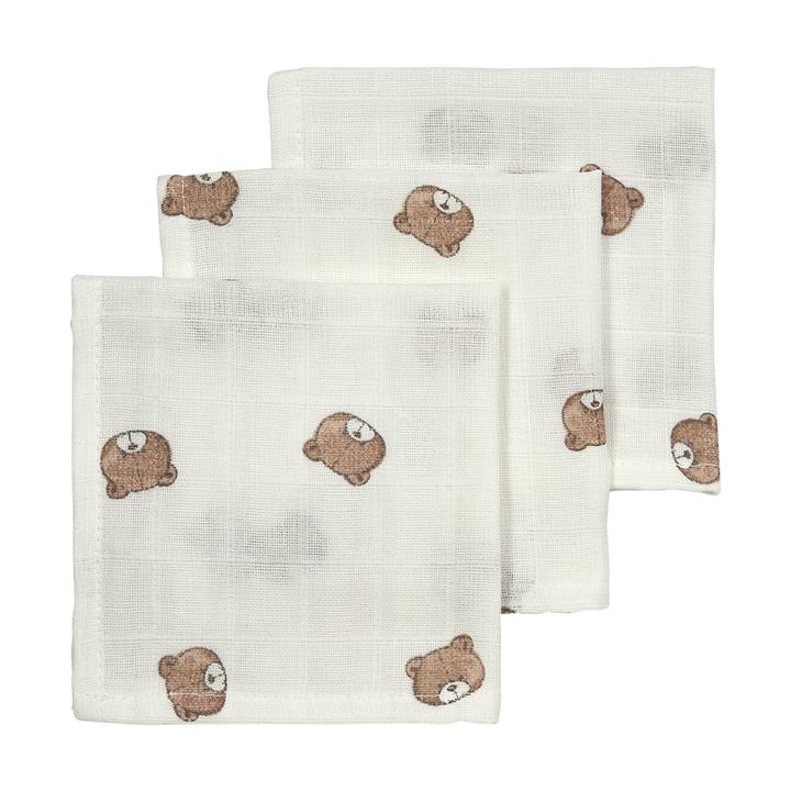 Meyco – Muslin Cloths 30x30cm (3 Pack) – Bear Multicolor