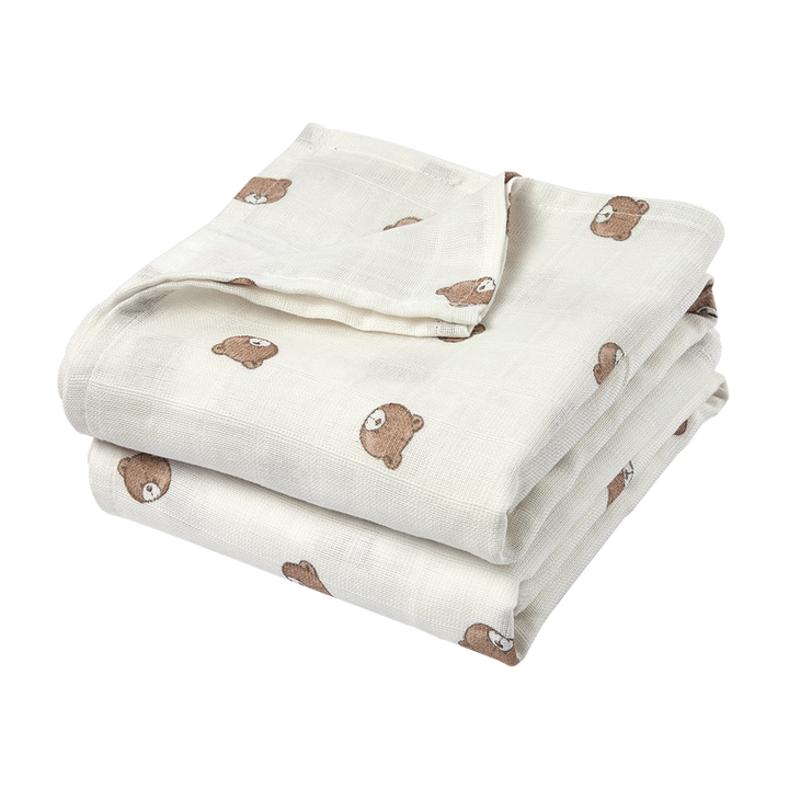 Meyco – Muslin Cloths 120x120cm (2 Pack) – Bear Multicolor