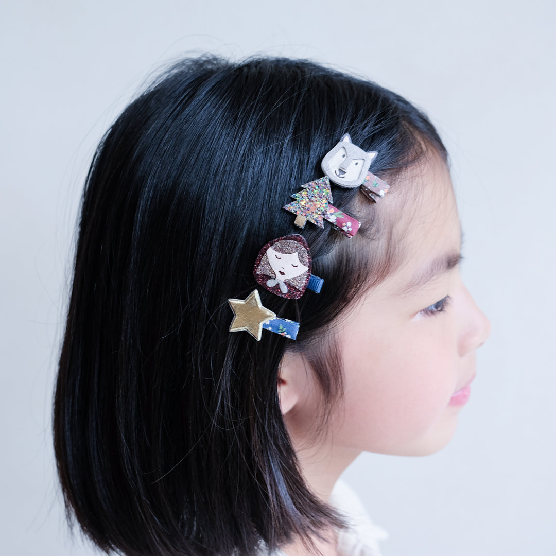 Mimi & Lula - Mini Clic Clac Hair Clips - Little Red Riding Hood (8 Pack) - Mabel & Fox