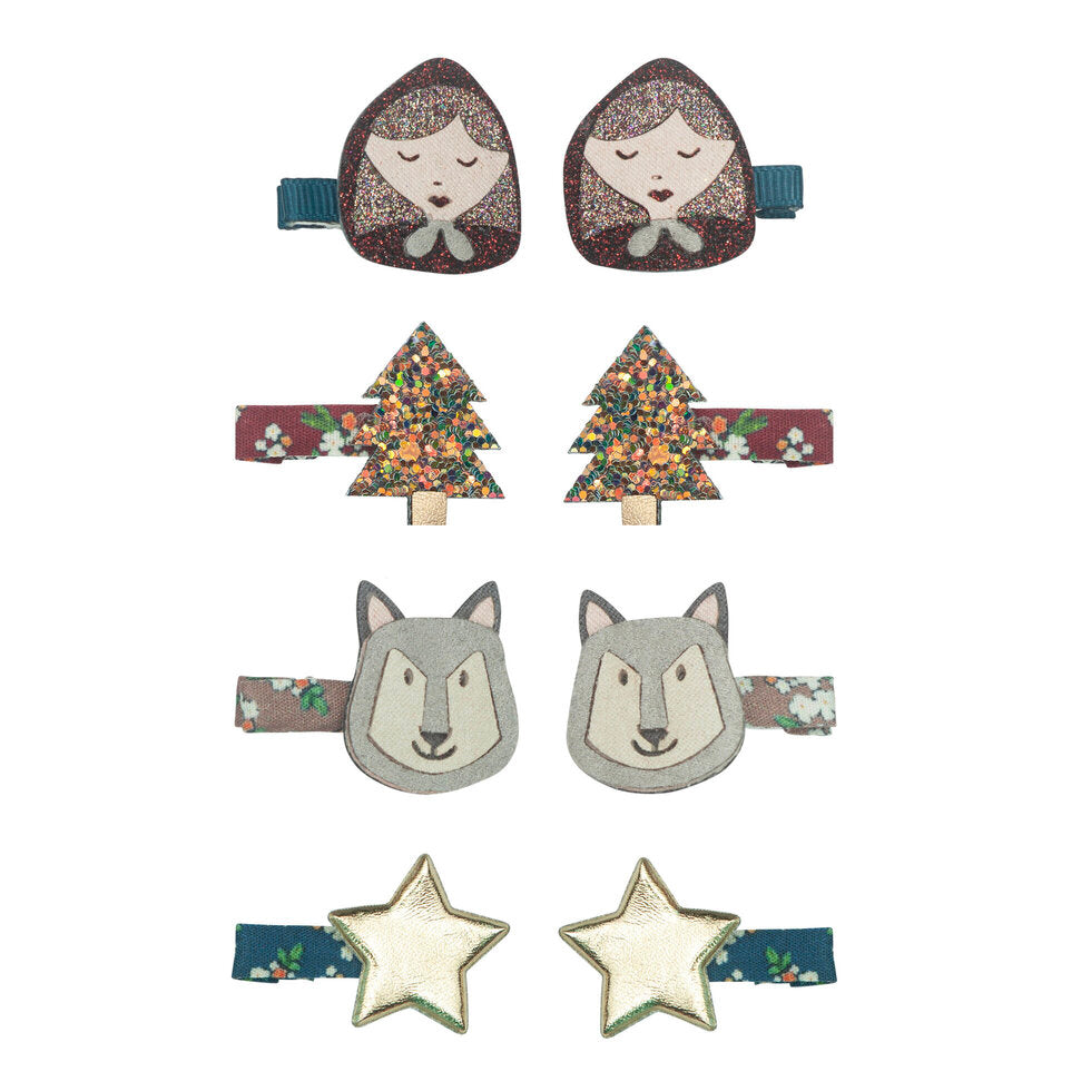 Mimi & Lula - Mini Clic Clac Hair Clips - Little Red Riding Hood (8 Pack) - Mabel & Fox