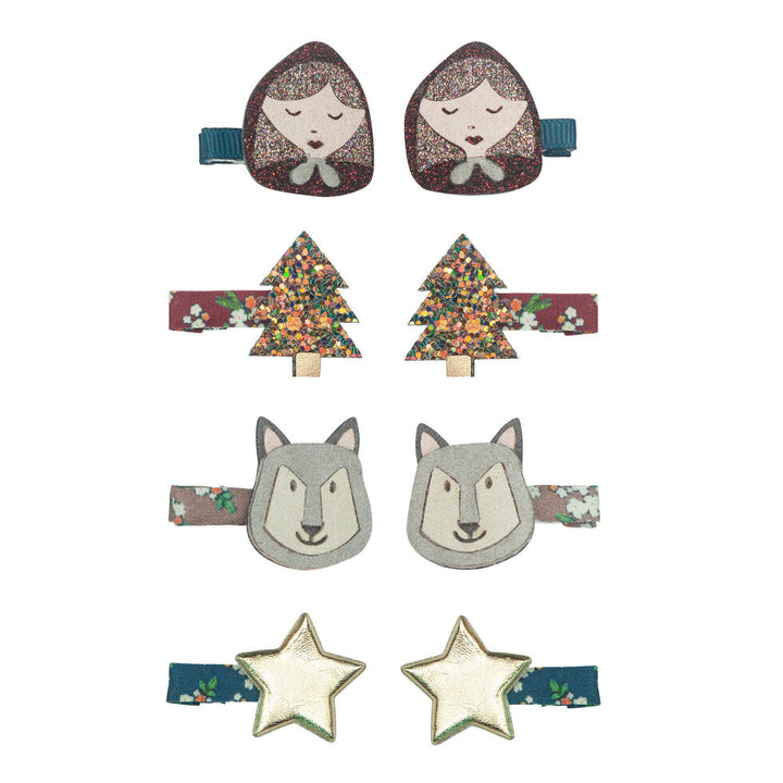 Mimi & Lula - Mini Clic Clac Hair Clips - Little Red Riding Hood (8 Pack) - Mabel & Fox