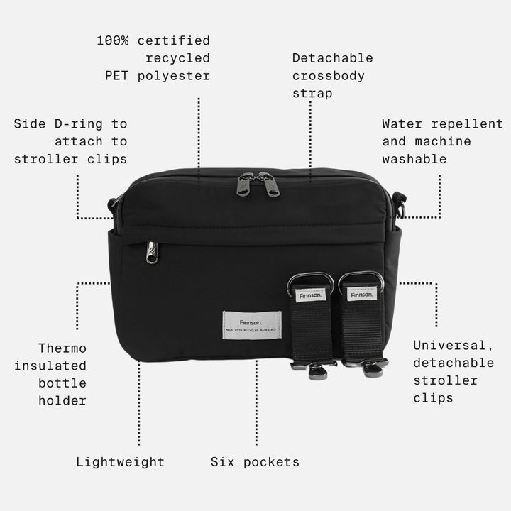 Finnson - FRIDA Eco Stroller Organiser with Stroller Clips - Leopard - Mabel & Fox