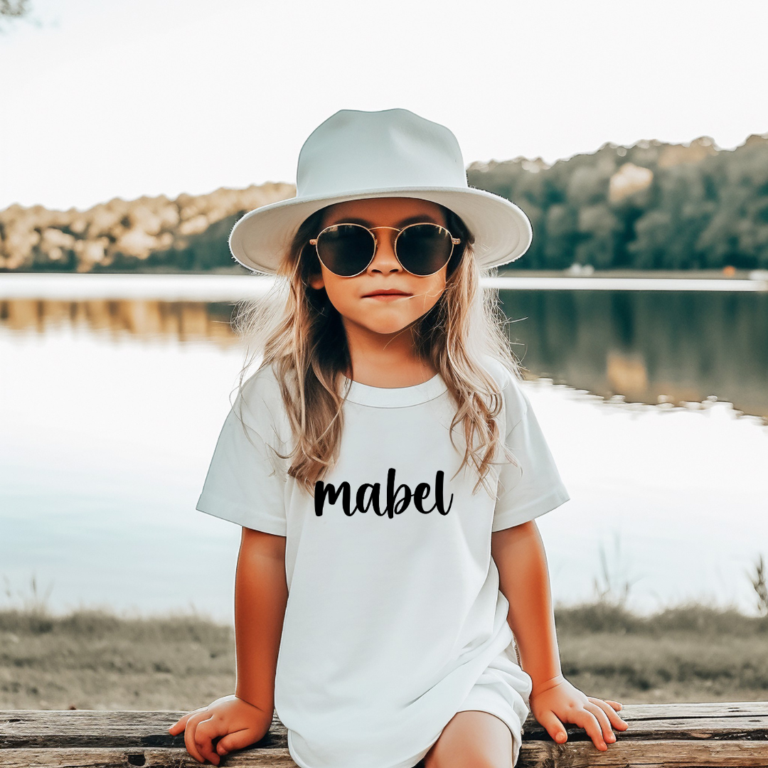 Mabel & Fox - Personalised Name Kids Top - White