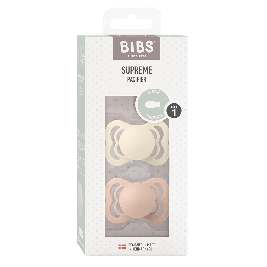 Bibs - Supreme Pacifier Silicone - Symmetrical Nipple - Ivory / Blush