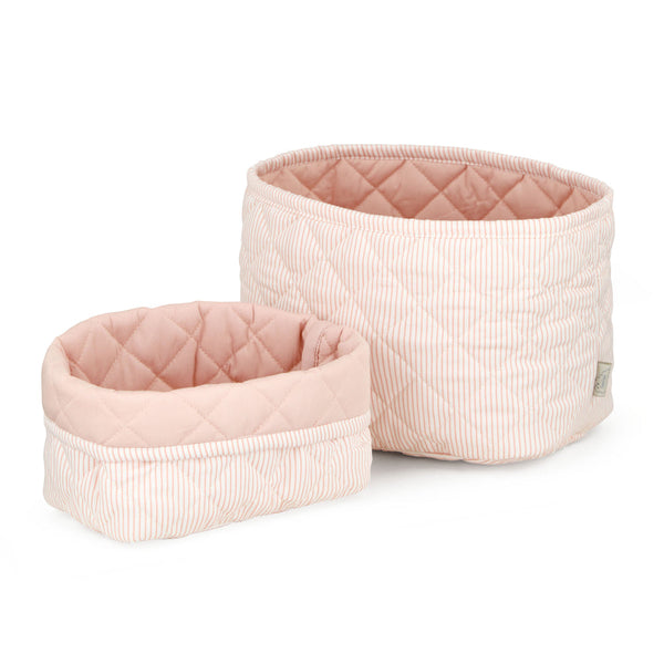 Cam Cam Copenhagen – Quilted Storage Baskets Set of 2 – Classic Stripes Rose