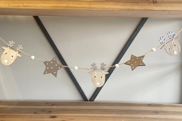 Gainsborough Giftware - Natural Reindeer Wood Garland - Mabel & Fox