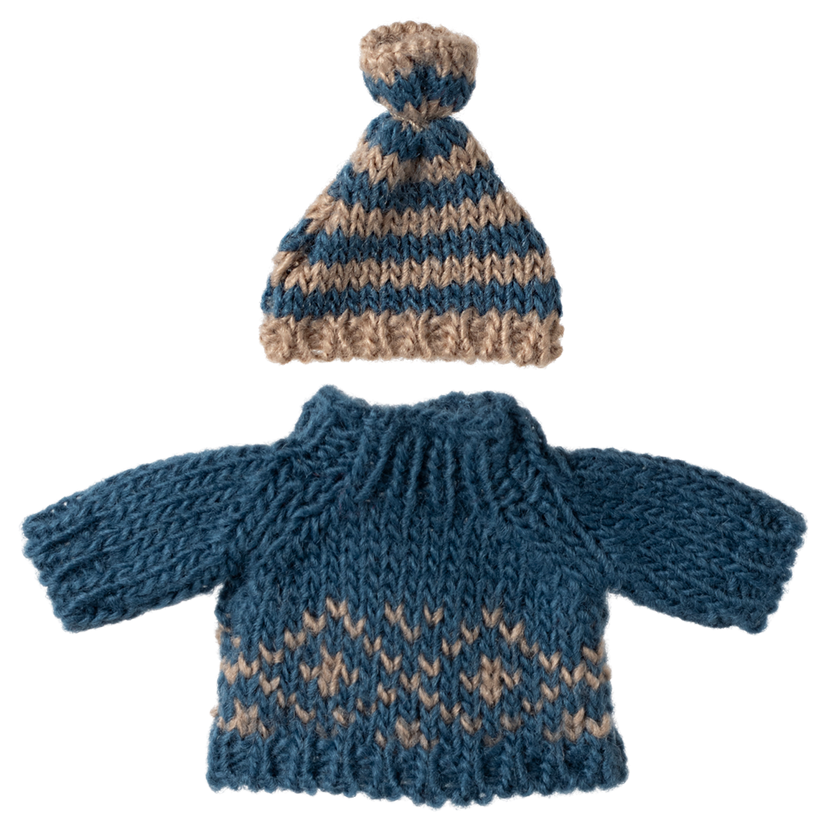 Maileg – Knitted Sweater and Hat, Dad Mouse