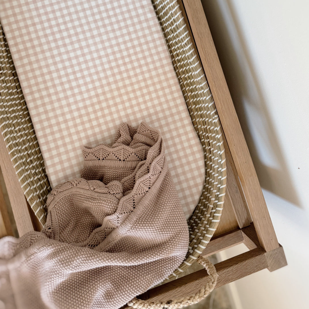 Mabel & Fox -  Basket Changing Mat - Blush Gingham