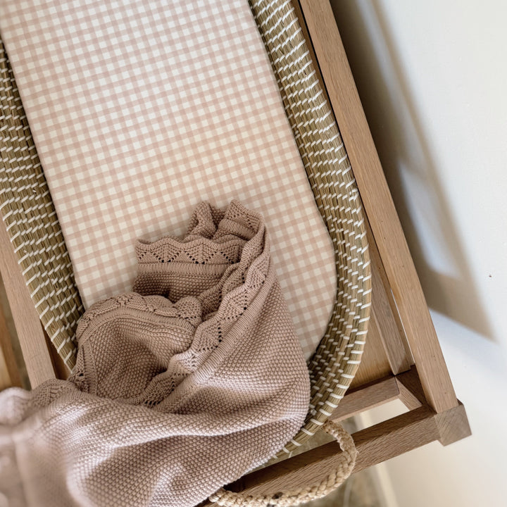 Mabel & Fox -  Basket Changing Mat - Blush Gingham