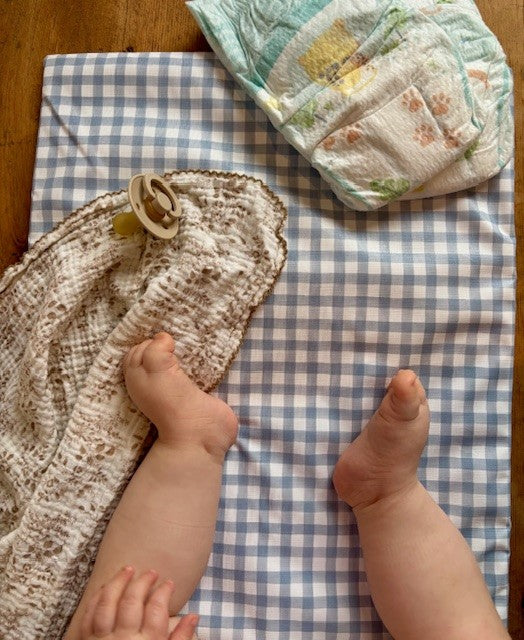 Mabel & Fox - Travel Changing Mat - Blue Gingham - Mabel & Fox