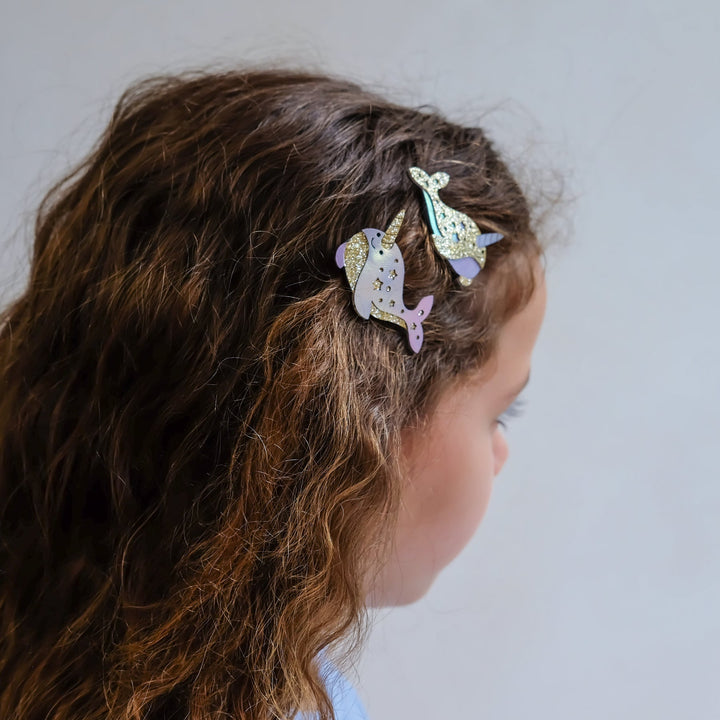 Mimi & Lula - Hair Clips - Magical Narwhal